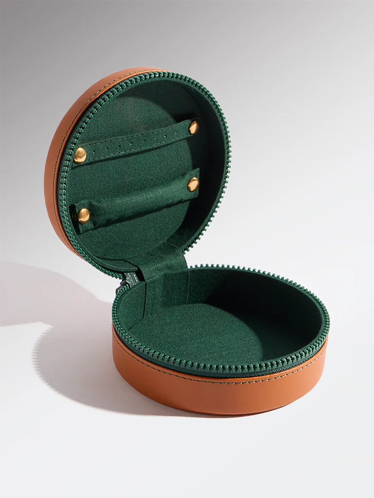 Westside Home Tan Round Jewellery Box