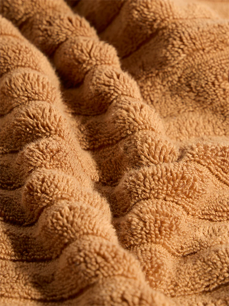 Westside Home Tan Self-Striped Bath Towel - Image 3