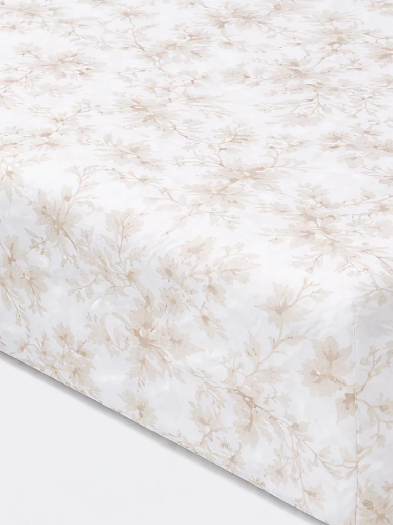 Westside Home Taupe Floral Printed Queen Bed Sheet Set - Image 2