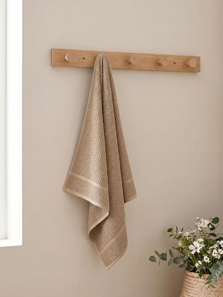 Westside Home Taupe Self-Striped Bath Towel