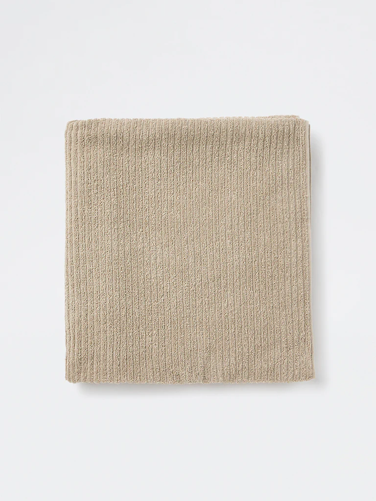 Westside Home Taupe Self-Striped Bath Towel - Image 3