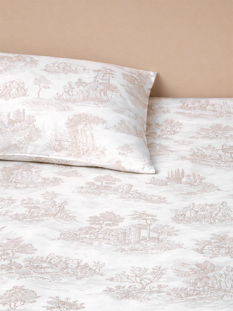 Westside Home Taupe Toile Printed Queen Bed Sheet Set