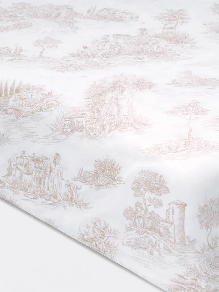 Westside Home Taupe Toile Printed Queen Bed Sheet Set - Image 2
