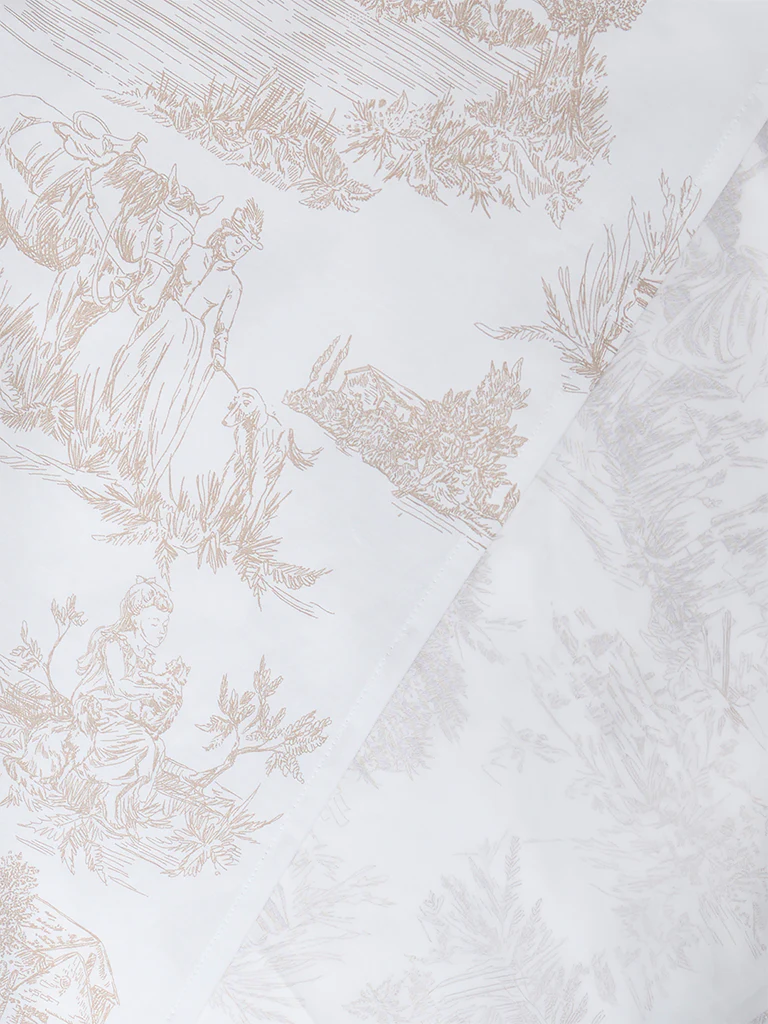 Westside Home Taupe Toile Printed Queen Bed Sheet Set - Image 3