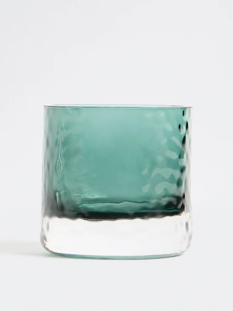 Westside Home Teal Hammered Glass Votive Candle Holder