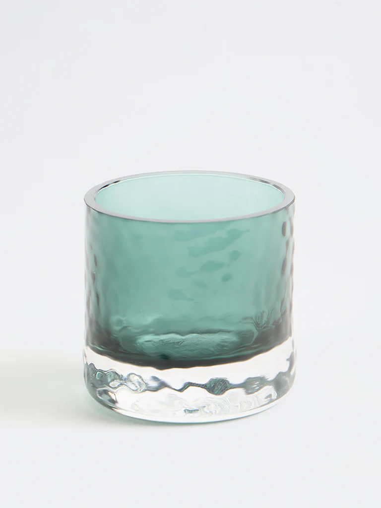 Westside Home Teal Hammered Glass Votive Candle Holder - Image 2