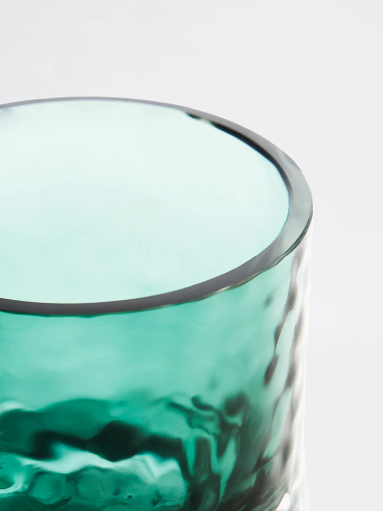 Westside Home Teal Hammered Glass Votive Candle Holder - Image 3