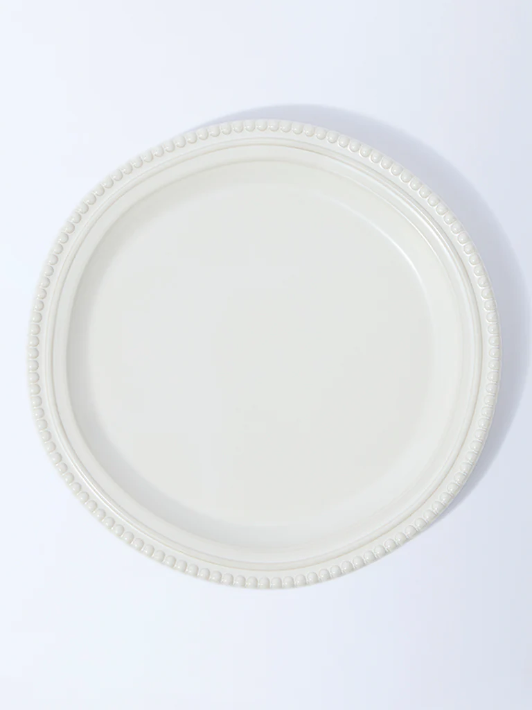 Westside Home White Beaded Dinner Plate