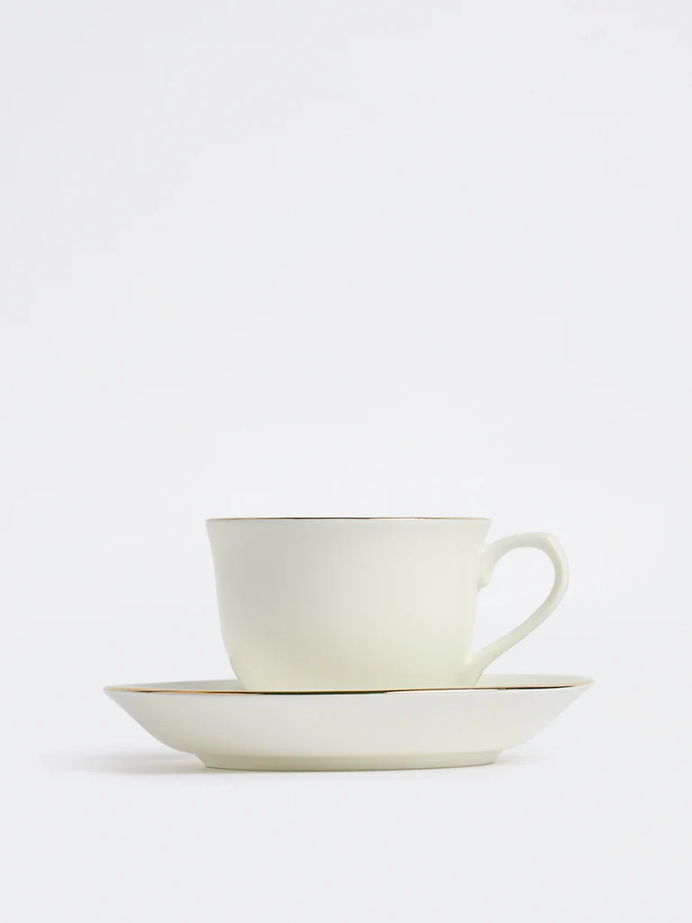 Westside Home White Cup and Saucer
