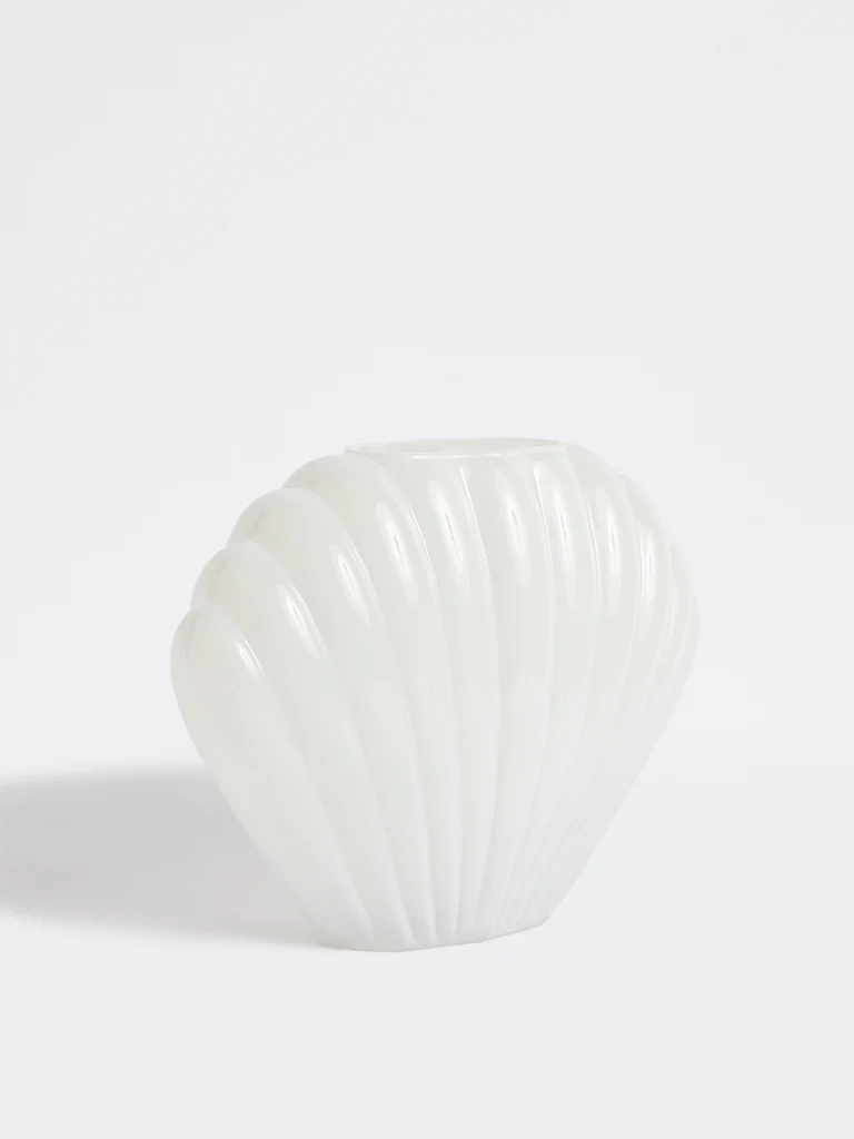 Westside Home White Glass Shell Vase - Image 2
