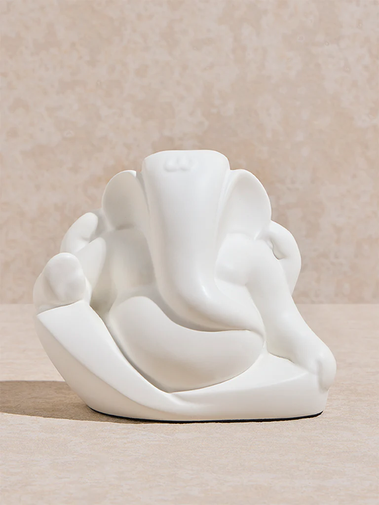 Westside Home White Marble Ganesh Figurine - Image 3