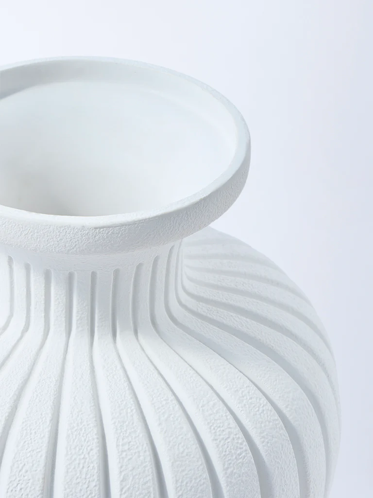 Westside Home White Marble Mix Groove Vase - Image 2