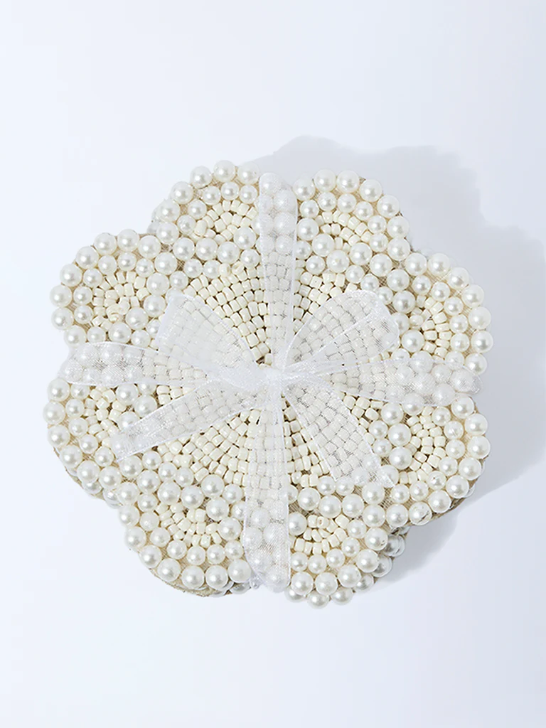 Westside Home White Pearlescent Coasters (Set of 4)