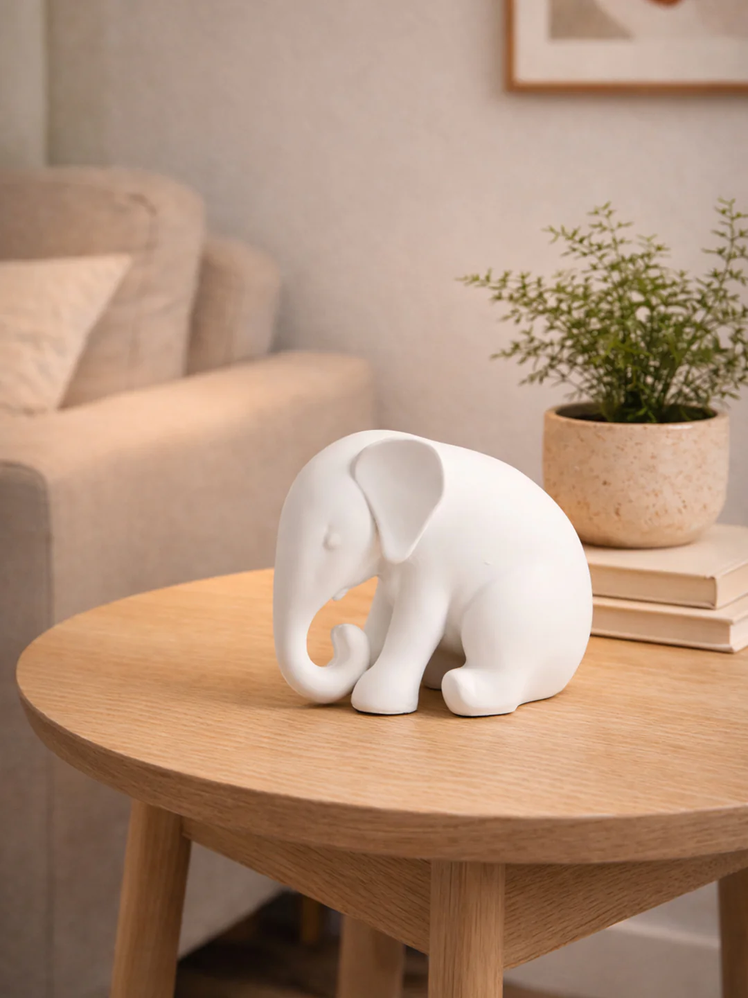 Westside Home White Sitting Elephant Decorative Object