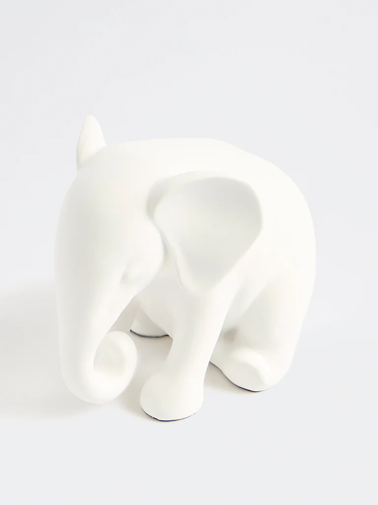 Westside Home White Sitting Elephant Decorative Object - Image 3
