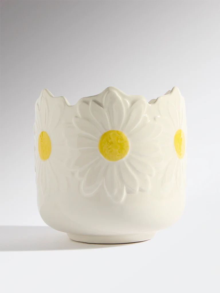Westside Home White Sunflower Pot - Large
