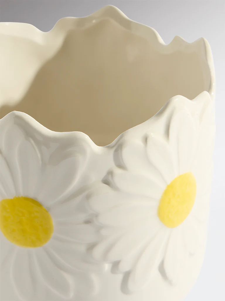 Westside Home White Sunflower Pot - Large - Image 3