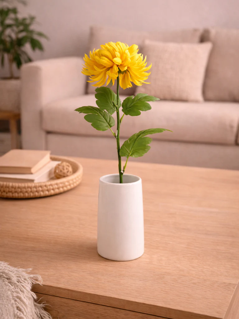 Westside Home Yellow Artificial Chrysanthemum Flower