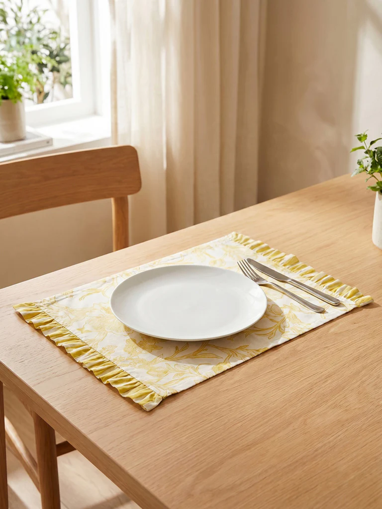 Westside Home Yellow Botanical Design Placemats - (Set of 4)