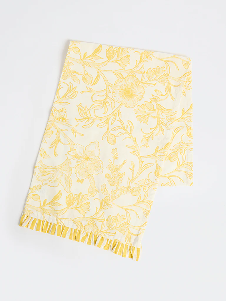 Westside Home Yellow Botanical Design Table Runner - Image 2