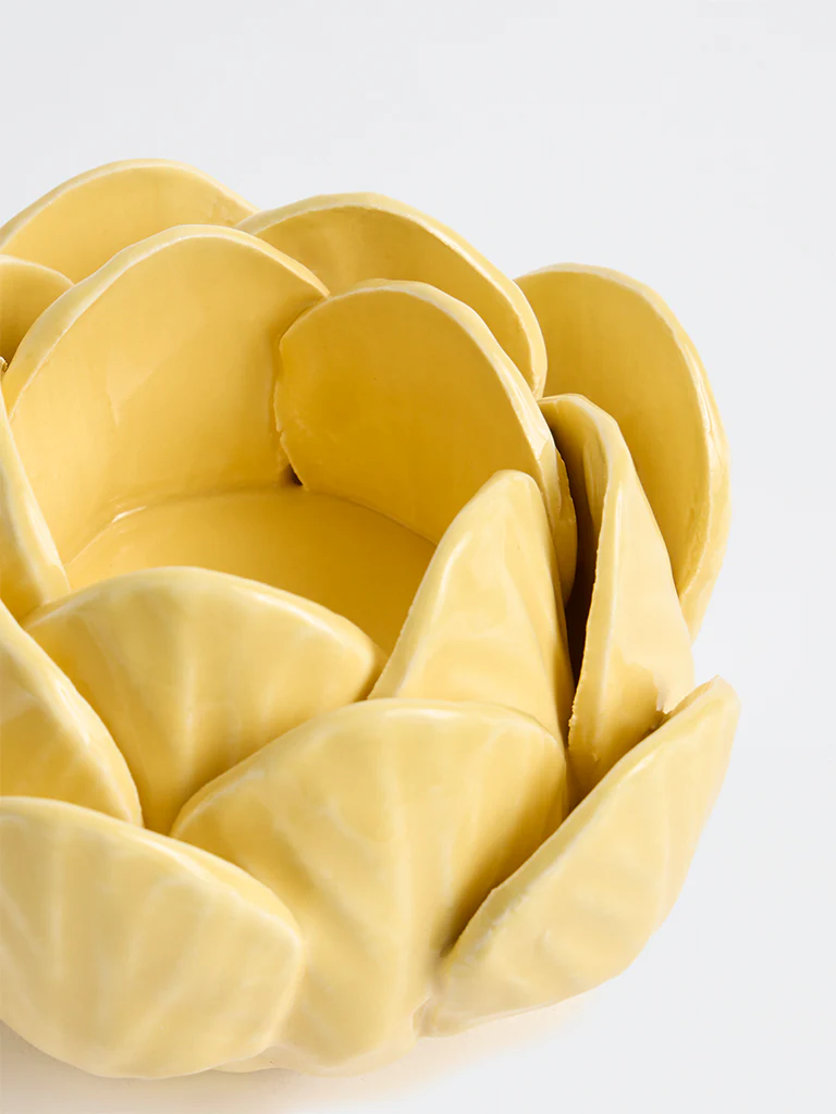 Westside Home Yellow Floral Ceramic Tealight Holder - Image 4