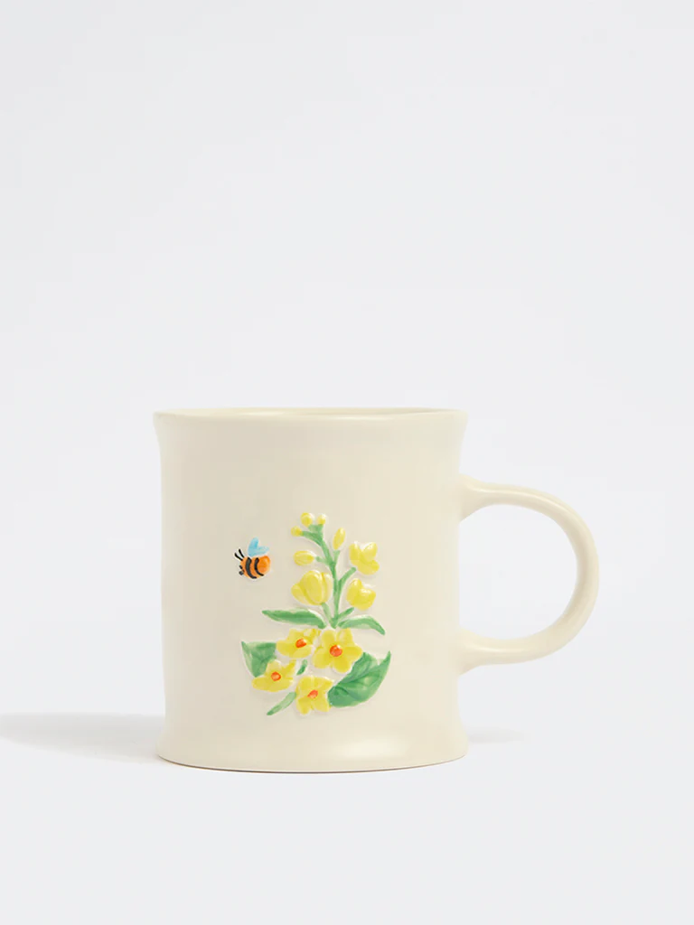 Westside Home Yellow Floral Embossed Mug
