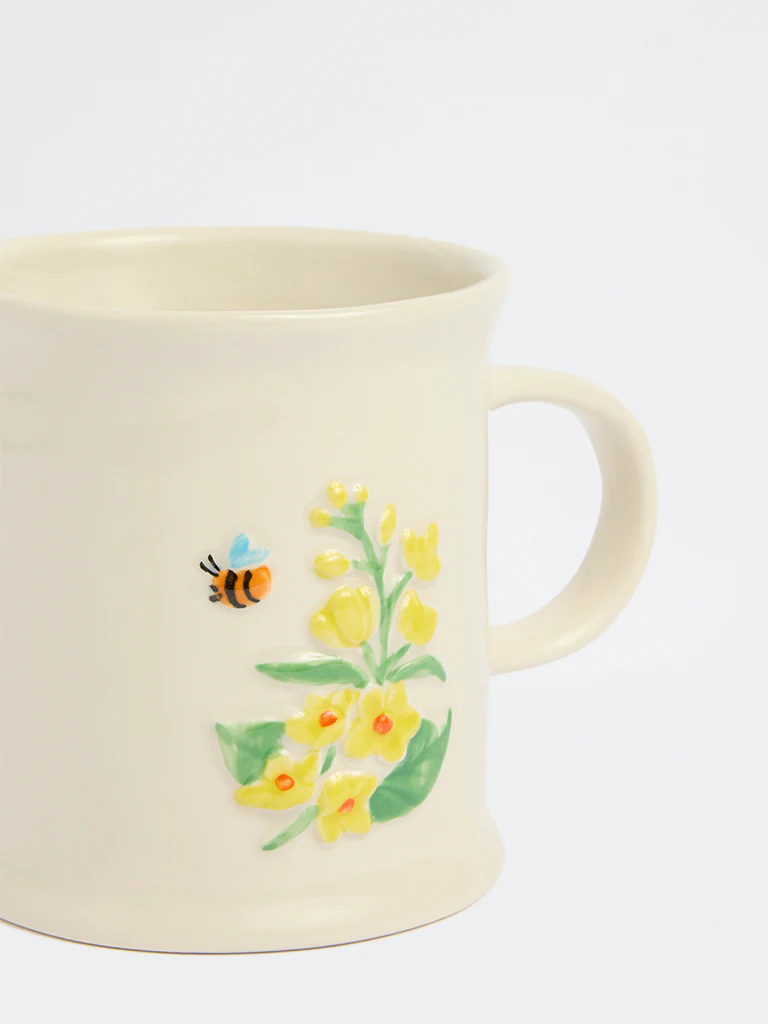 Westside Home Yellow Floral Embossed Mug - Image 3