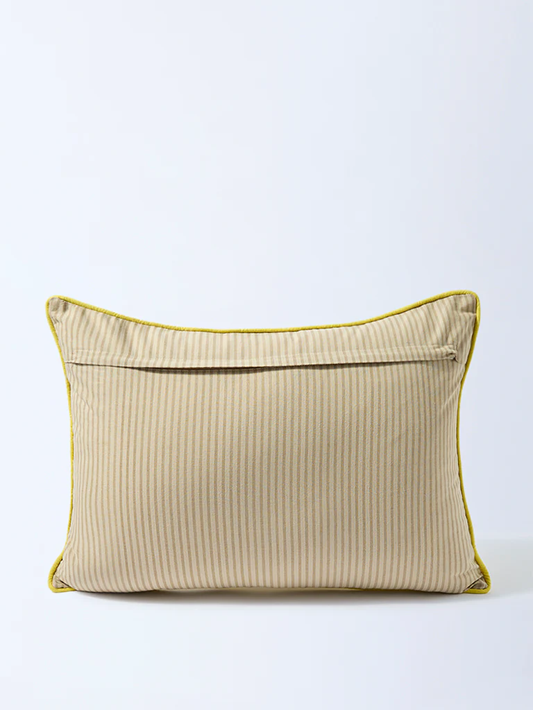 Westside Home Yellow Floral Embroidered Cushion Cover - Image 2