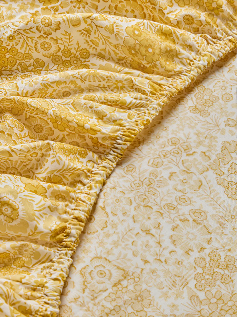Westside Home Yellow Floral Pattern King Bed Sheet Set - Image 3