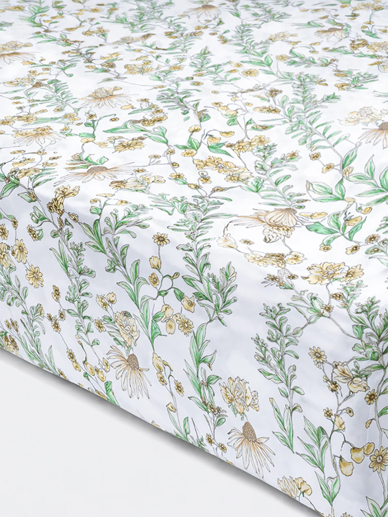 Westside Home Yellow Floral Pattern King Bed Sheet Set - Image 2
