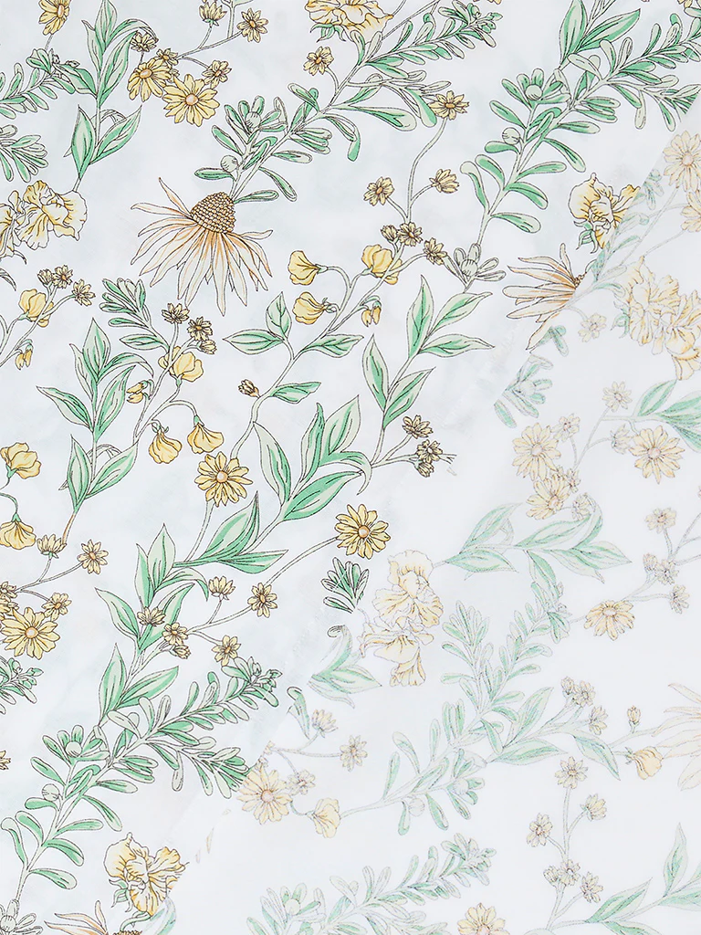Westside Home Yellow Floral Pattern Queen Bed Sheet Set - Image 3