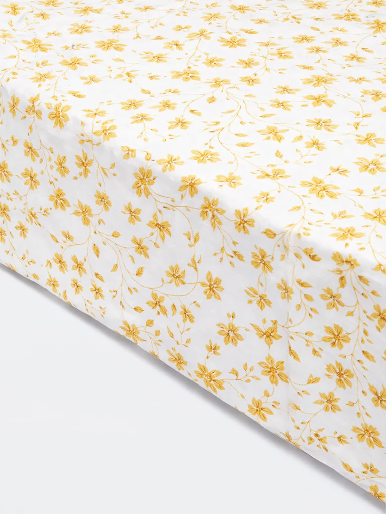 Westside Home Yellow Floral Printed Reversible Queen Bed Comforter - Image 2