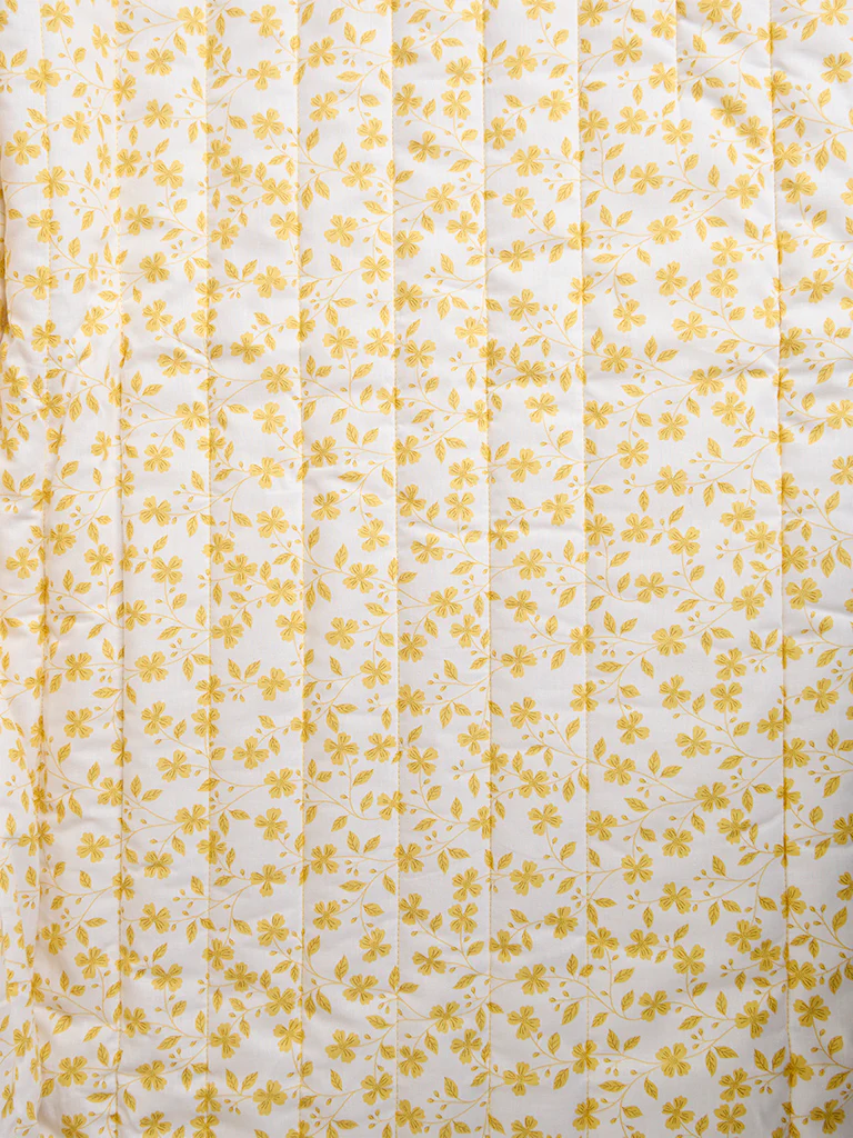 Westside Home Yellow Floral Printed Reversible Queen Bed Comforter - Image 4