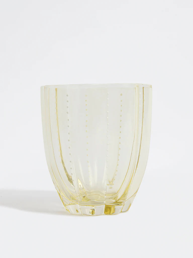 Westside Home Yellow Flower Dotted Water Glass