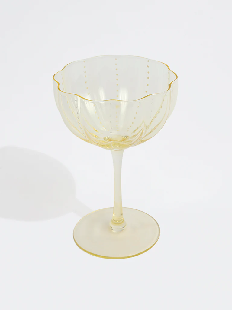 Westside Home Yellow Flower Dotted Wine Glass - Image 2