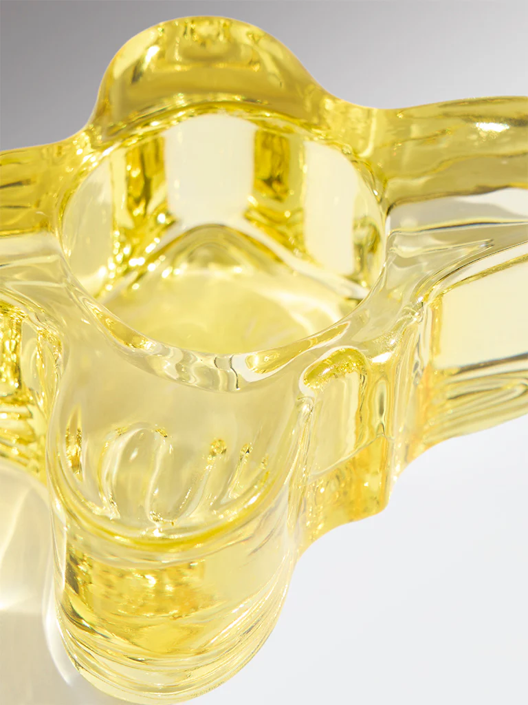 Westside Home Yellow Glass Butterfly Tealight Candle Holder - Image 3