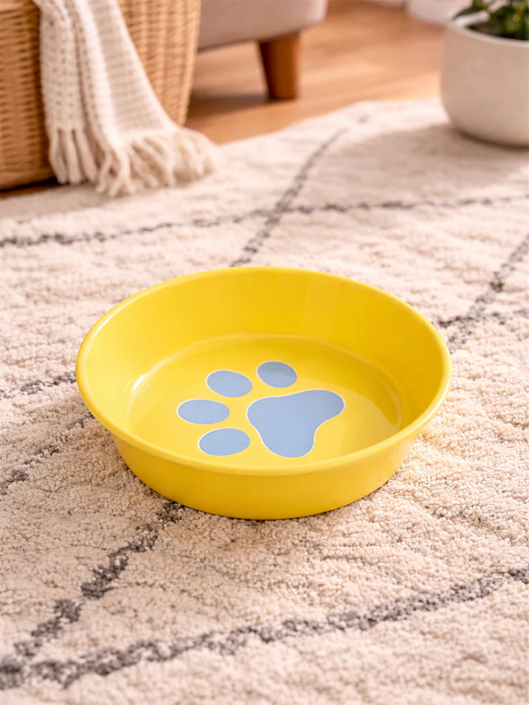 Westside Home Yellow Paw Print Pet Food Bowl - Image 2