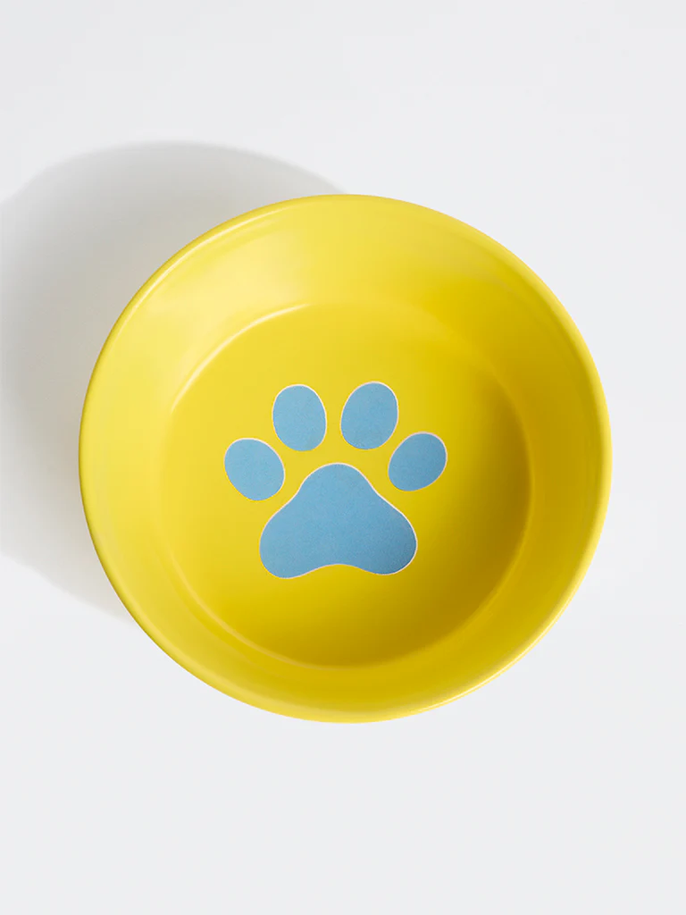 Westside Home Yellow Paw Print Pet Food Bowl - Image 3