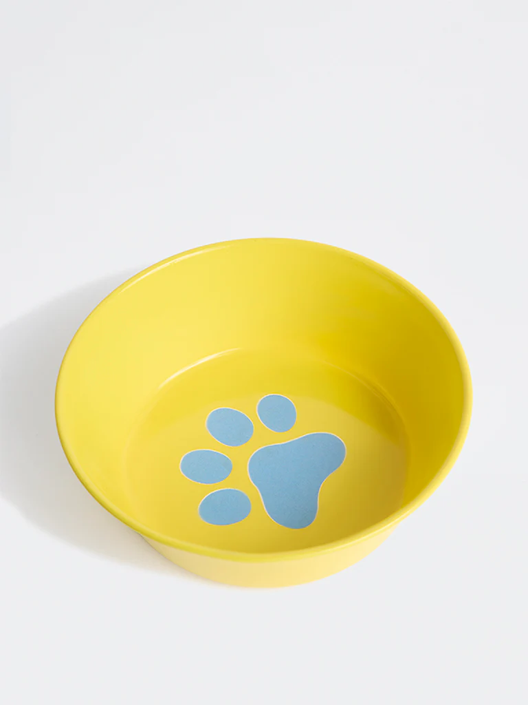 Westside Home Yellow Paw Print Pet Food Bowl - Image 4