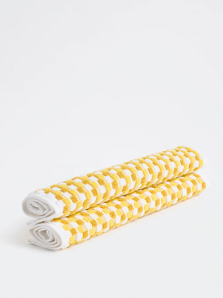 Westside Home Yellow Popcorn Textured Face Towel (Set of 2) - Image 2