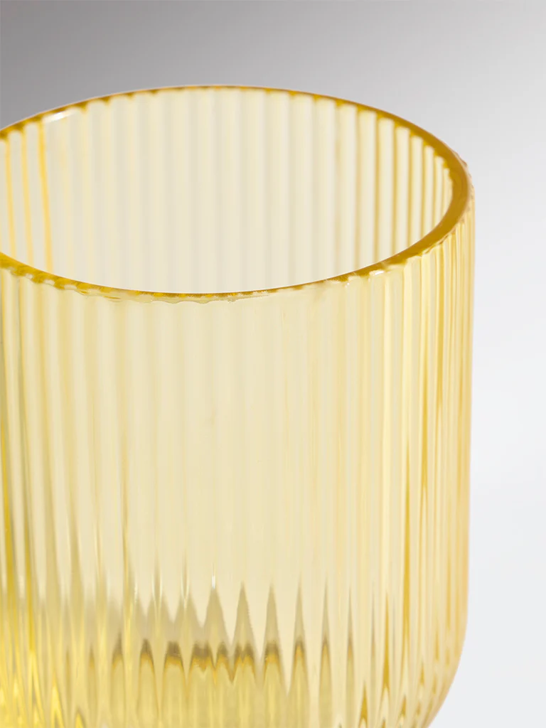 Westside Home Yellow Ribbed-Textured Water Glass - Image 3