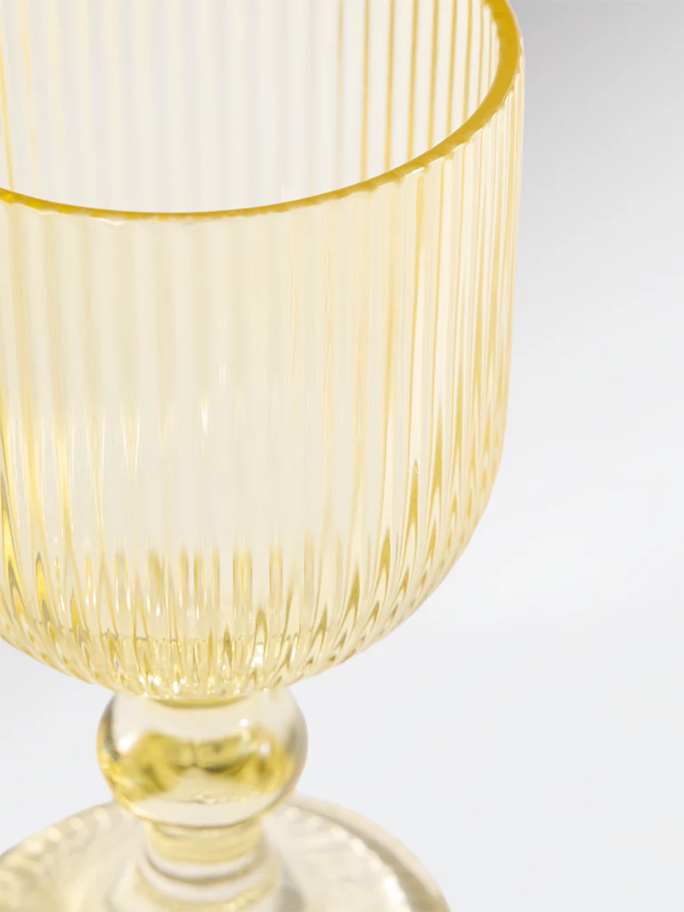 Westside Home Yellow Ribbed-Textured Wine Glass - Image 3