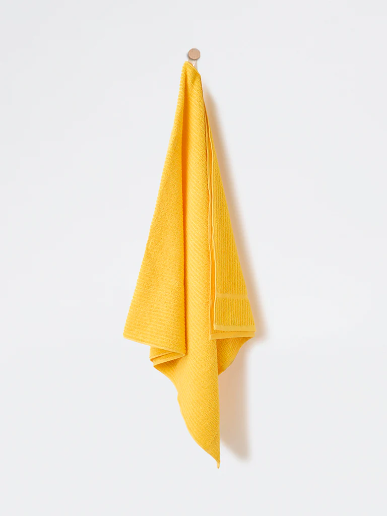 Westside Home Yellow Self-Striped Bath Towel - Image 2