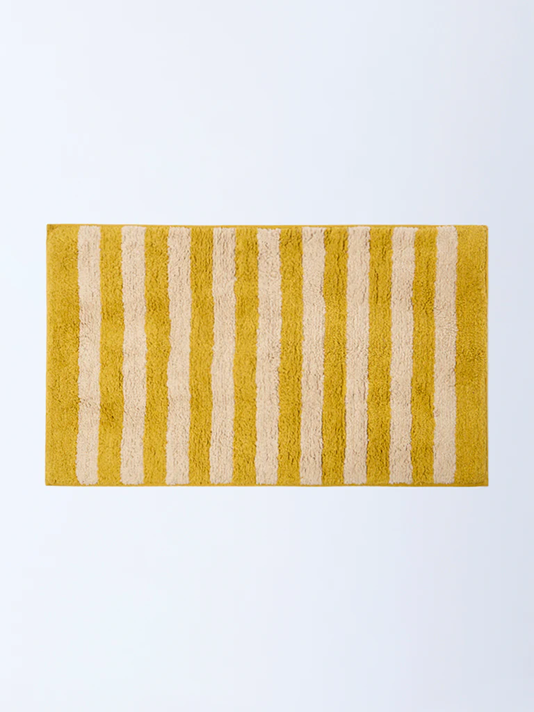 Westside Home Yellow Striped Bath Mat