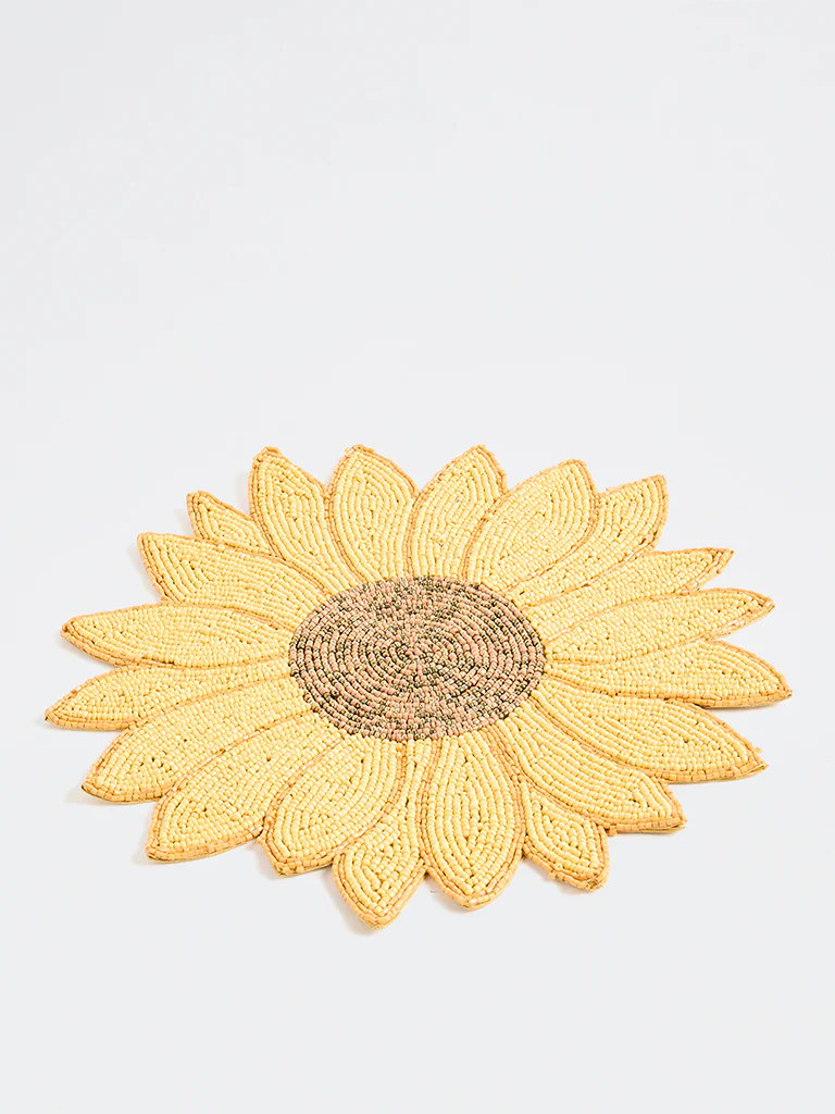 Westside Home Yellow Sunflower Beaded Placemat - Image 2