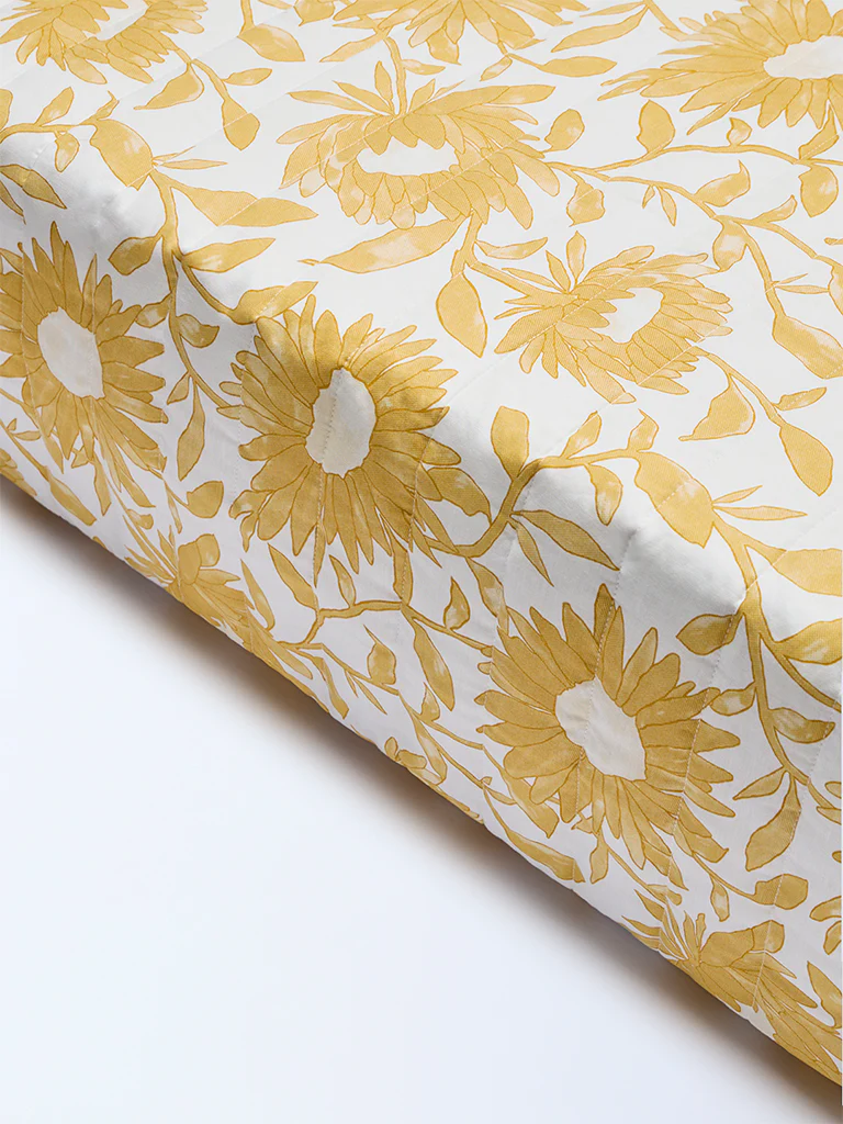 Westside Home Yellow Sunflower Reversible Quilted Single Bed Comforter - Image 2