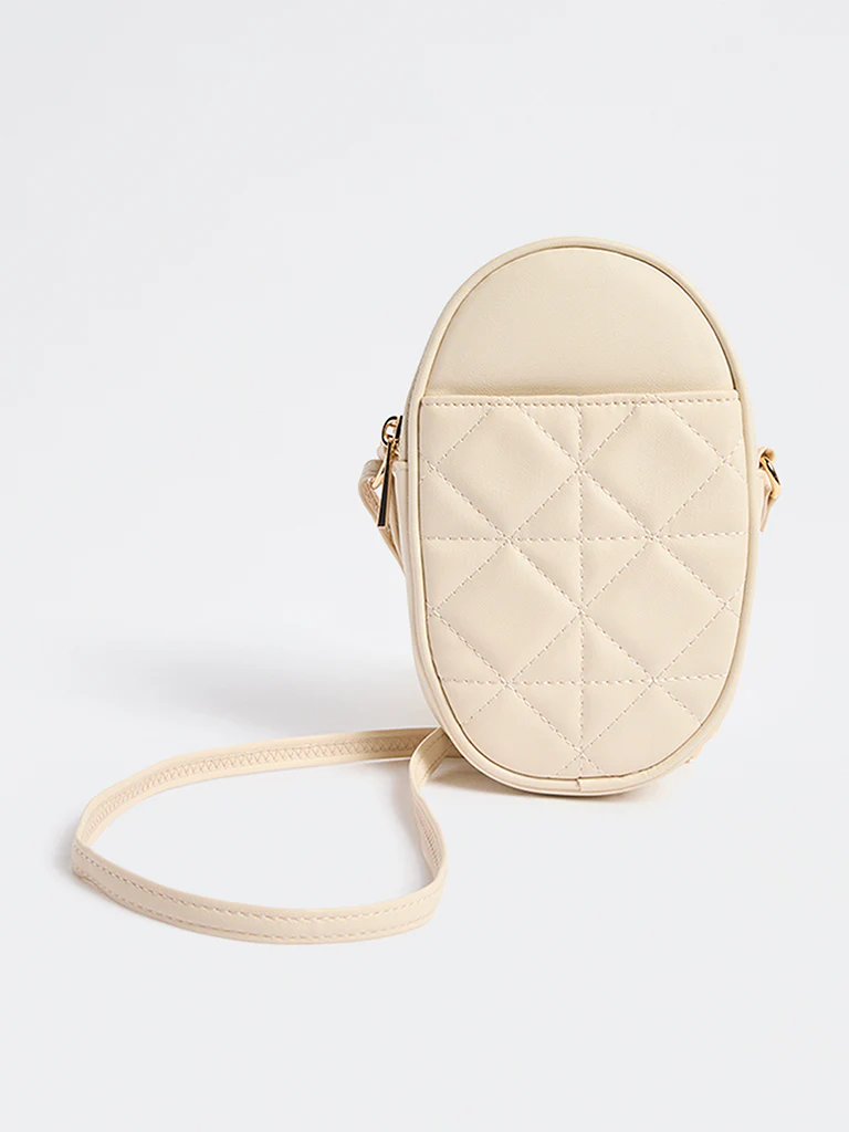 Westside Ivory Quilted Phone Sling Bag - Image 4
