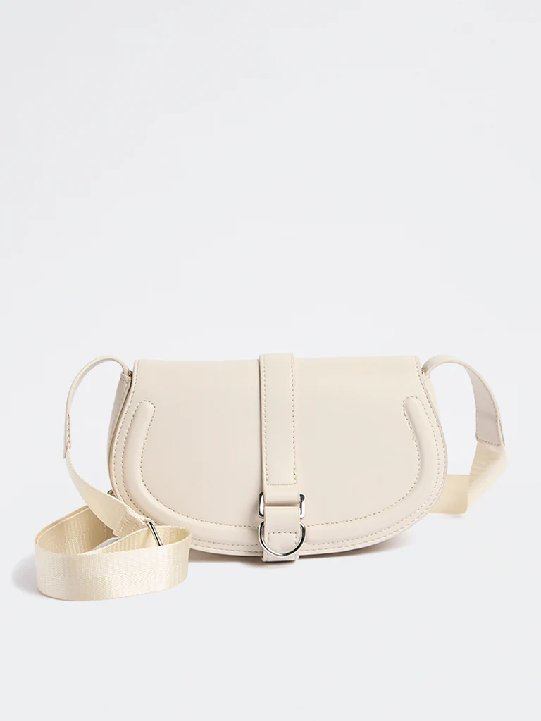 Westside Ivory Saddle Sling Bag