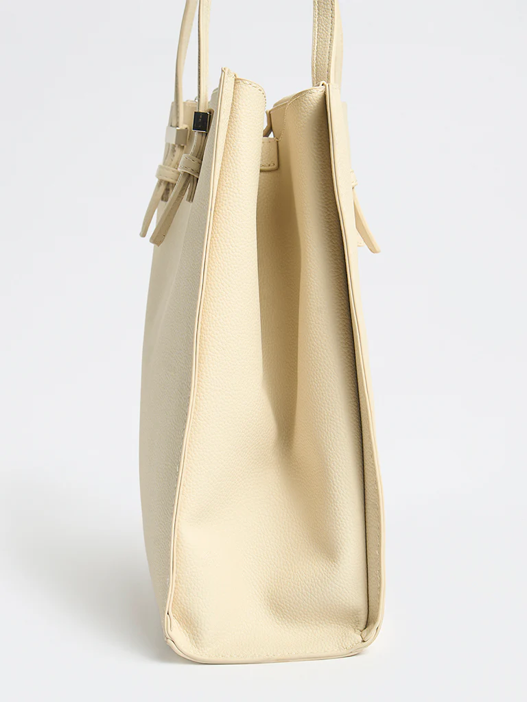 Westside Ivory Textured Tote Bag - Image 3