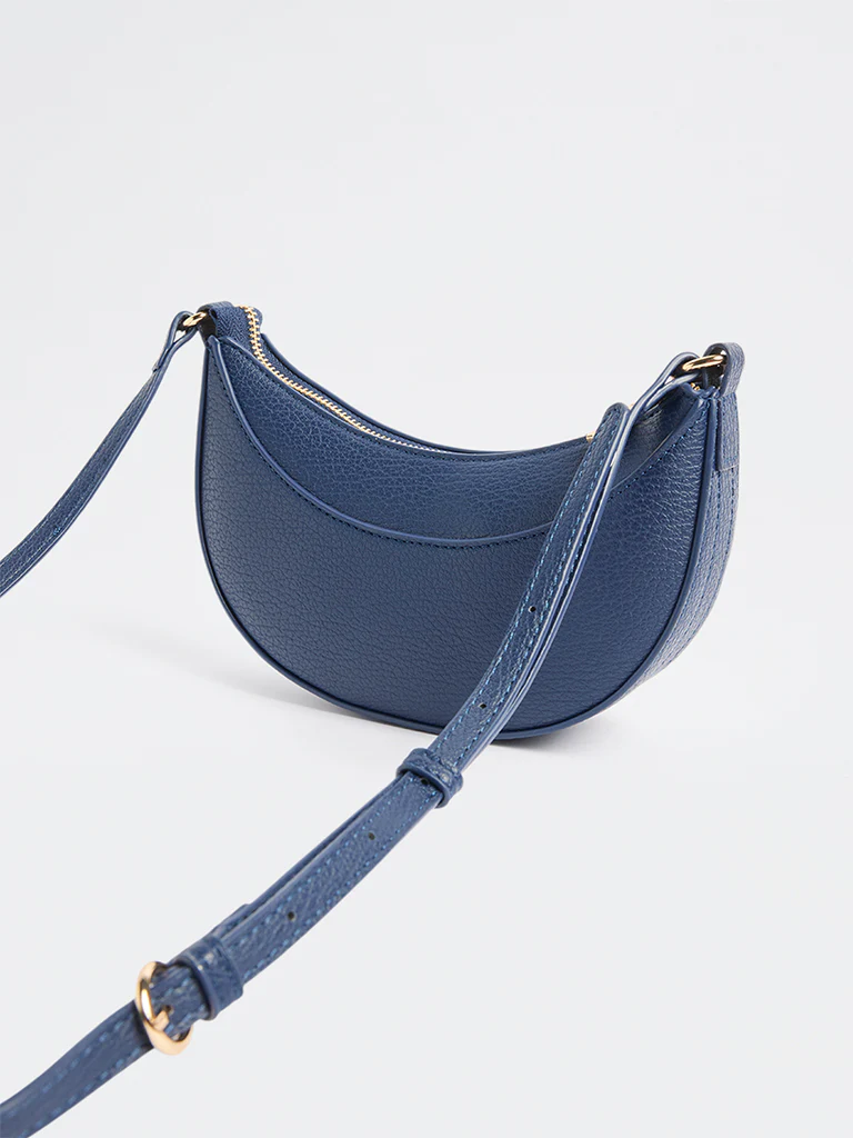 Westside Navy Textured Crescent Sling Bag